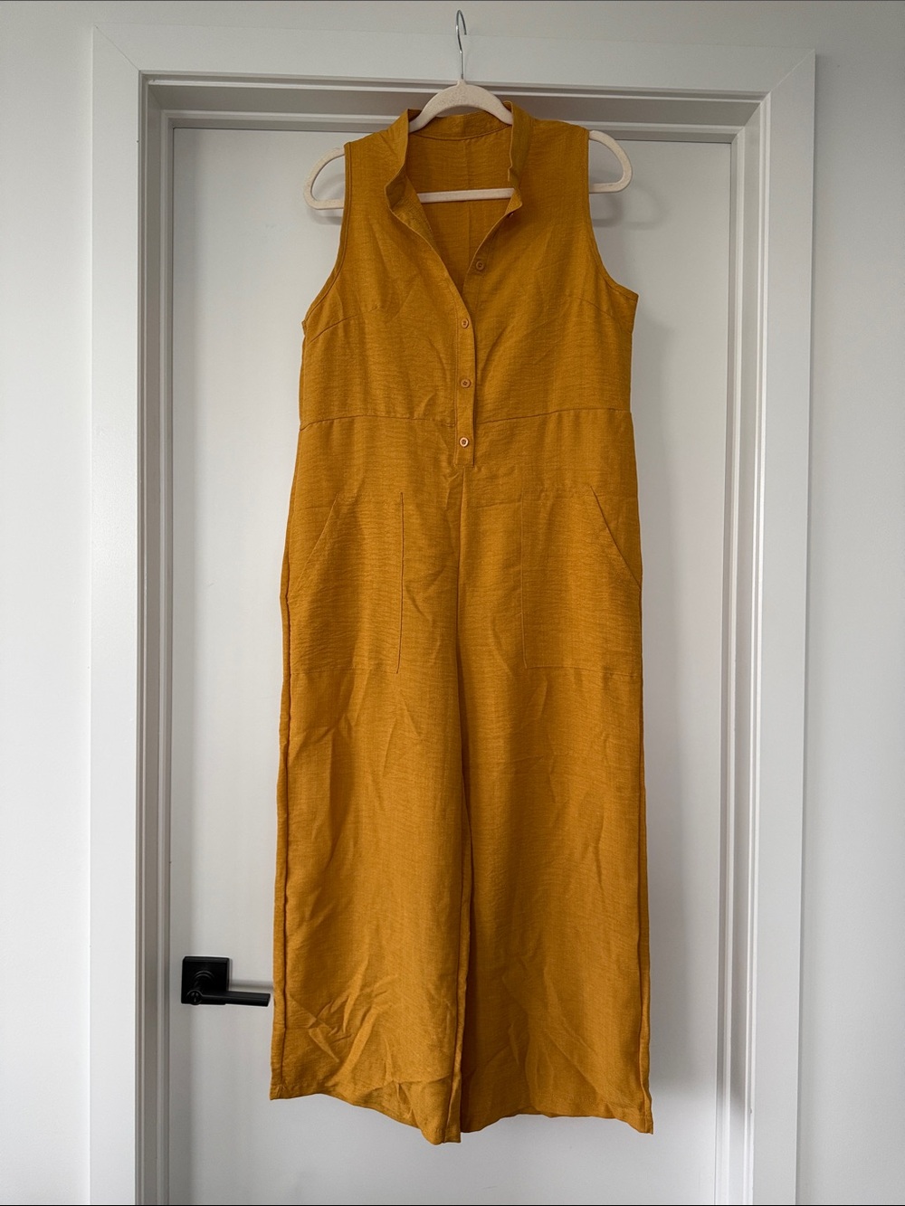 Sleeveless Wide-Leg Jumpsuit in Mustard